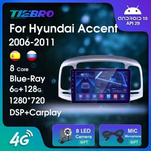 2DIN Blu-ray 1280*720P IPS Car Radio For Hyundai Accent 2006-2011 Android10 GPS Navigation Auto Radio Car Video Bluetooth Player