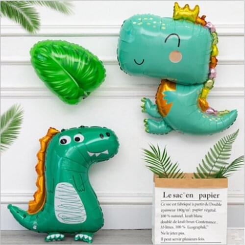 1pc large dinosaur foil balloons cute crown dragon birthday party decorations Kids gift Supplies boy toys air globos Baby Shower