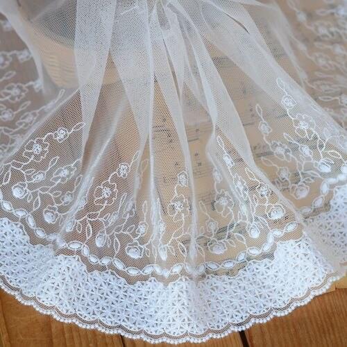 Hot sale Clothing accessories fine water soluble 19 cm wide white gauze embroidery lace