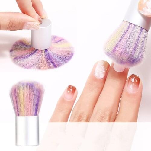 Nail Art Dust Clean Brush Manicure Pedicure Acrylic Makeup Polish Nylon Brush Round Gradient UV Gel Dust Powder Manicure Remove