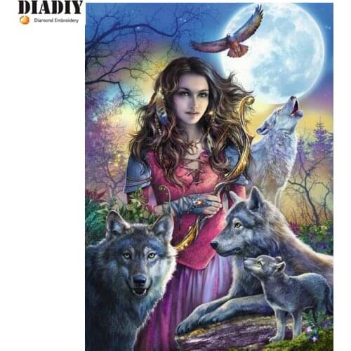 Full Square&round drill 5D DIY Diamond embroidery Beautiful wolf Diamond Painting Cross Stitch Rhinestone Mosaic decor gift