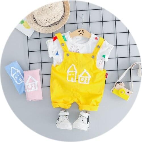 2pcs Baby Girls Infant Clothing Set Cute Cartoon House Print T-shirt Rompers Bodysuit Outfits Baby Girl Clothes Baby Boys Outfit