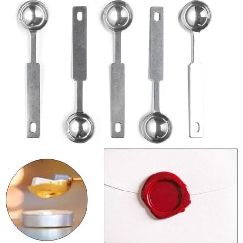 5 Pieces Stainless Steel Spoons Wax Seal Warmer Wax Melting Dissolve Spoons Weeding Invitation Card Sealing Accessories