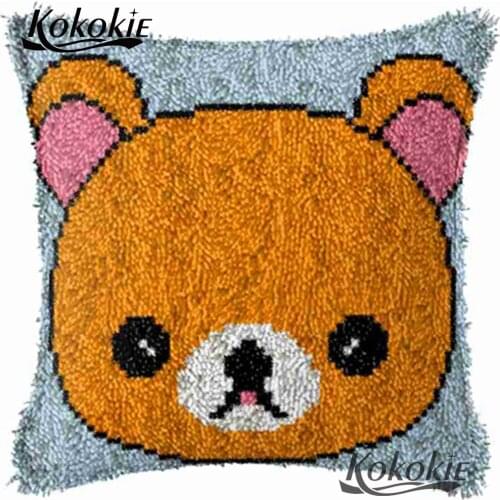 3d carpet cross stitch kits Pillows Case Making latch hook rug bear cushion Crocheting Kit Rug Yarn Latch hook rug making kit