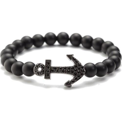 2021 New Micro-inlaid Charm Mens Bracelet Anchor Natural Stone Beads Arrow Handmade Beaded Lovers Jewelry Gift