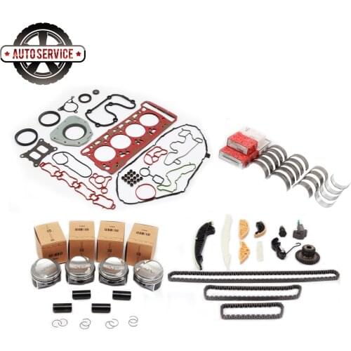 New 06H107065CP EA888 Engine Cylinder Head Gasket Piston Bearing Shell Timing Chain Set For Audi A4 A5 VW Golf 06L 103 383 B