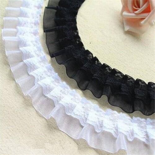2 Meters Ruffle Gauze Pleated Lace Ribbon Trim 50mm DIY Sewing Wedding Craft