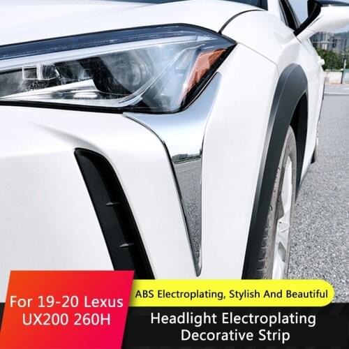 QHCP Electroplate Silver Car Front Headlight Sticker Trim Strip Cover Auto Decoration Accessories For Lexus UX200260H 2019 2020