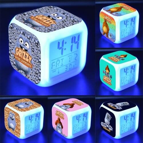 Sunlight Grizzy Bear Luminous Alarm Clock Lemmings Colorful LED Figures Toy Story Cars Girls Toys Childs Birthday Gifts