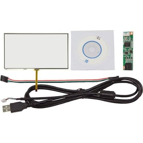 Universal 7inch 4 Wire 165mm x 100mm Resistive Touch Panel With USB Controller Card Kit For 7'' LCD Screen