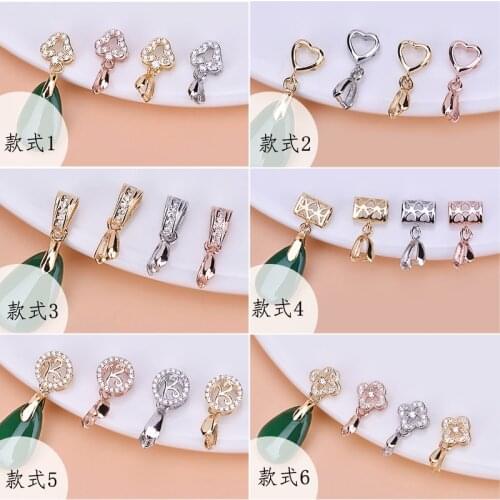 S925 sterling silver clip buckle Various styles available Heart pendant jade crystal pin buckle jewelry diy accessories