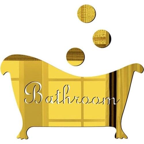 Bathroom Mirror Wall Sticker Lettering "Bathroom" DIY Detachable Waterproof Self-Adhesive Art Wall Decoration