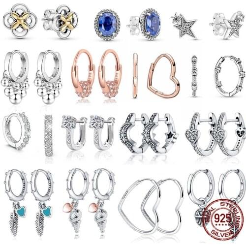 2021 New 100% Real 925 Sterling Silver Off-White Multi-Size Round Zircon Earrings For Women Birthday Fashion Jewelry Gift