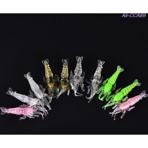 10 Pcs/lot Wholesale Soft Simulation Shrimp Prawn Fishing Lures Hook Tackle Bait Fishing Lures Fishing Tools Random Color