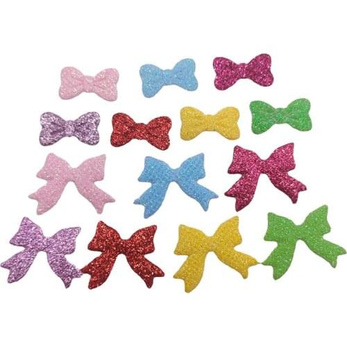 100Pcs/Lot Mixed Glitter Fabric Patches Bowknot Felt Applique for Craft/Clothes DIY Scrapbooking Accessories