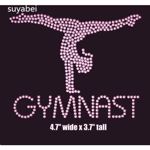 2pc/lot Gymnast girl rhinestones designs iron on transfer hot fix rhinestone motif iron on crystal transfers design patches