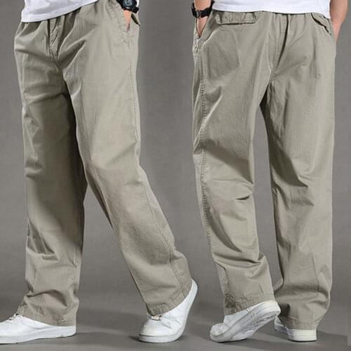 2021 autumn and winter fashion casual pants pure cotton large mens sports loose overalls fat plus fat plus large straight pants