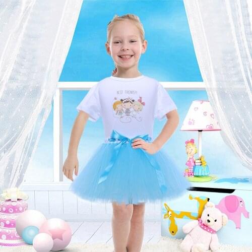 2021 Children Girl Cute Clothing Set Lake Blue Skirt Kids T-shirt girls Skirts Summer Baby Party Clothes tutu Girl sets clothes