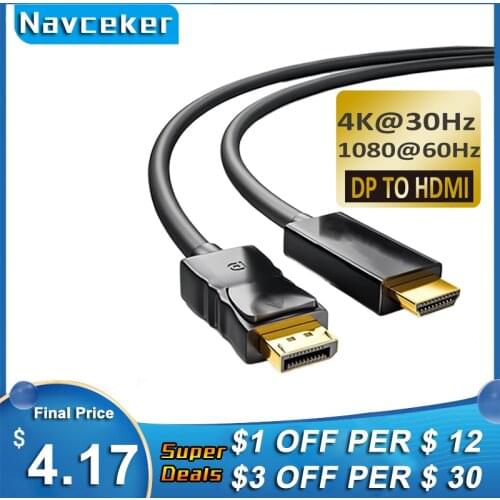 2021 DP to HDMI Cable 4K 60Hz Male to Male DisplayPort to HDMI Adapter Display Port Video Audio for PC HDTV Projector Laptop