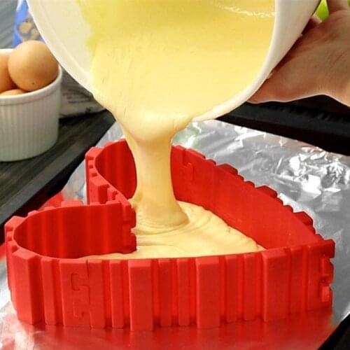 4Pcs/Set Magic Silicone Baking Cake Pan Mould DIY Puzzle Four-Piece Free Combination Freedom To Shape Baking Tool