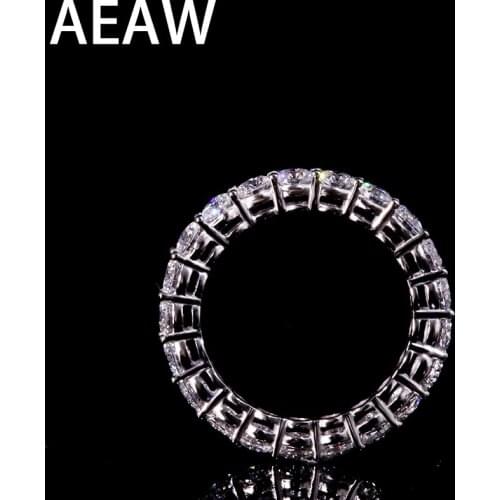 AEAW Solid silver 925 Luxury 3mm 0.1ct tatol 2ctw-3ctw Engagement Ring Wedding Moissanite Full Enternity Diamond Band For Women