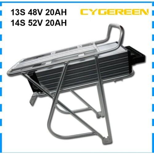 1000W 48V 20AH lithium battery pack 500W 48 Volt 12AH 15AH 18AH Rear Rack ebike bateria akku with 2A Charger