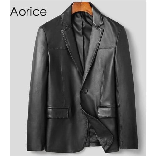 Aorice Men Genuine Sheep Skin Leather Jacket Coat Male Brand New Real Casual Leather & Suede Jackets Coats MT140