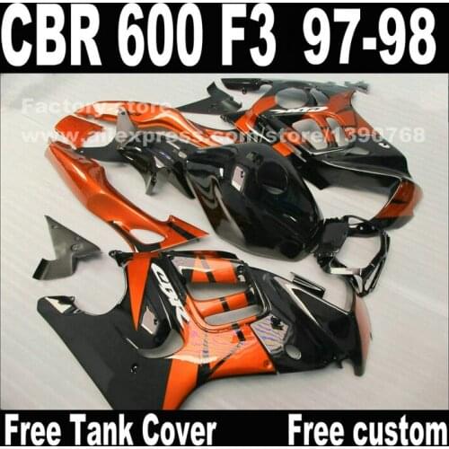 Freeship Motorcycle parts for HONDA CBR 600 F3 fairings 1997 1998 CBR600 F3 97 98 brown black fairing kit S1