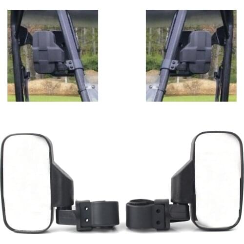 Motorcycle Rear View Mirror Side Mirrors Fit Mounting Clamps 1.75" & 2" Roll Bar For Polaris RZR Yamaha UTV ATV Universal