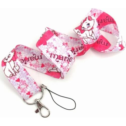 1Pcs Disney Marie Cat Neck Lanyard Cartoon Keychain Mobile Phone Strap ID Badge Holder Rope Key Chains Children Gifts