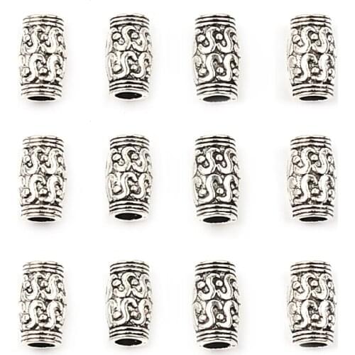 20pcs 6X11mm Antique Silver Color Tube Column Charm Beads Loose Spacer Beads For Jewelry Making DIY Bracelet Necklace