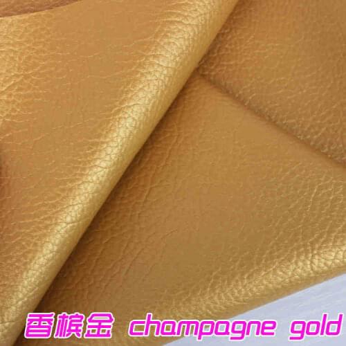 Champagne Gold Big Lychee Pattern PU Synthetic Leather Faux Leather Fabric Upholstery Car Interior Sofa Cover 54" Wide Per yard