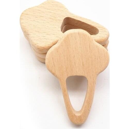 Chenkai 10pcs Ice Cream Wooden Teether Ring DIY Organic Eco-friendly Nature Unfinished Infant Baby Rattle Grasping Wooden Toy