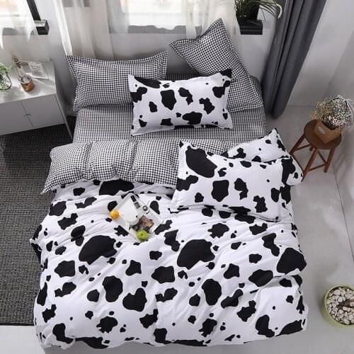 Black White Cute Comforter Bedding Set Cartoon Printed Bed Cover Set Kids Boy Duvet Cover Adult Child Bed Sheets And Pillowcases