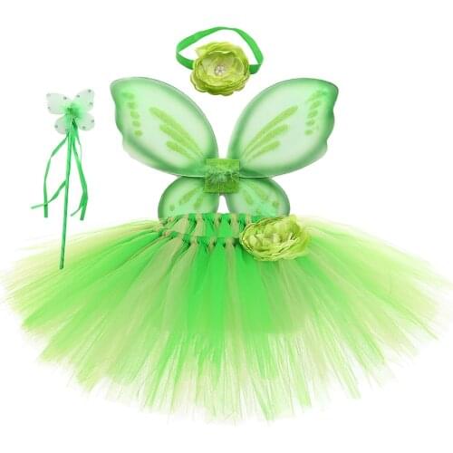 Halloween Baby Kids Fairy Costume Princess Girls Tinkerbell Birthday Party Tulle Tutu Skirts Sets Children Outfit Clothes