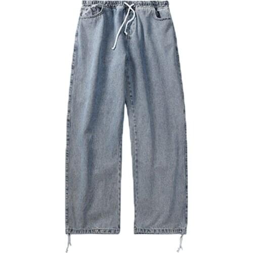 Cargo Pocket Jeans Wide Leg Denim Trousers Mens New Loose Black/blue Straight Pants Solid Color Casual Pants Baggy