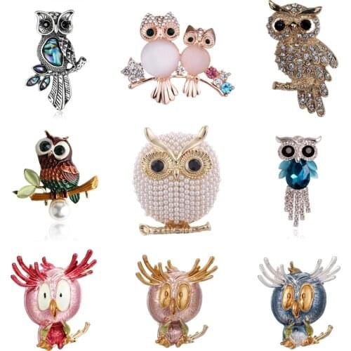Alloy Animal Lovely Owl Enamel Bird Brooche Women Alloy Brown Grey Pink Bird Animal Party Casual Brooch Pins Gifts For Women Men