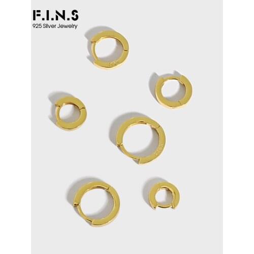 F.I.N.S Minimalist Fine Jewelry Geometric Circle Glossy S925 Sterling Silver Hoop Earrings Stackable Round Ear Bone Buckle
