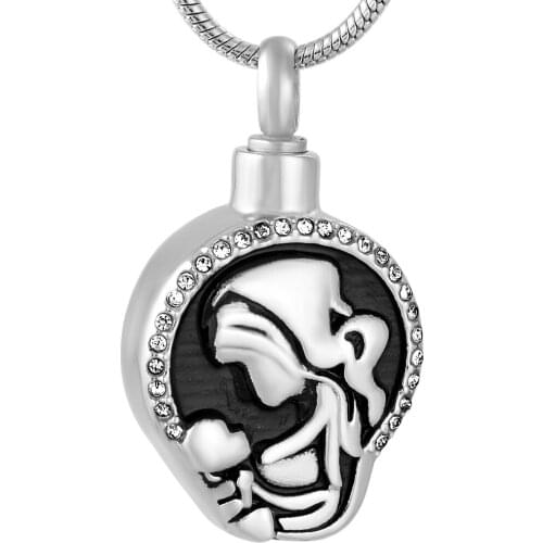 IJD9773 Love Mother And Baby Cremation Pendant Hold Ashes Keepsake Memorial Urn Necklace Jewelry For Women/Kids Stainless Steel