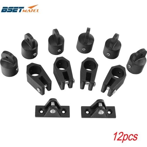 12 PCS Universal Boat Nylon Fittings Hardware Set Black Fits 3 Bow Bimini Top lightweight and durable Yacht Accessories