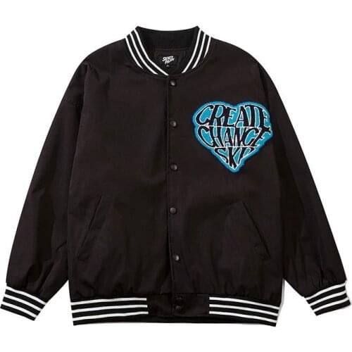 Hip Hop Baseball Jacket Women Vintage Heart Shaped Letters Embroidery College Couples Jackets Fashion Casual Streetwear Tops New