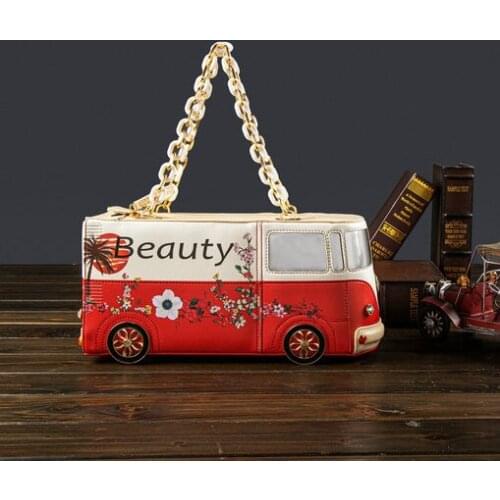 Fashion Bus Design Ladies Shoulder Bag Designer Casual Female Small Messenger Bags High Quality Pu Leather Chain Women Handbags