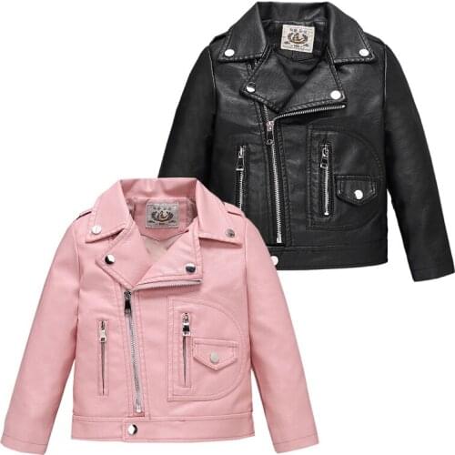 Fashion Girls Leather Jacket Soft Breathable Material Boys Coat Autumn Childrens Outfit Turn Down Collar Winter Clothes For Kid