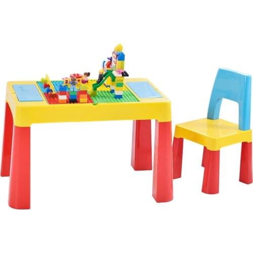 Kindergarten table and chair set size particle table and chair multifunctional plastic assembled childrens building table