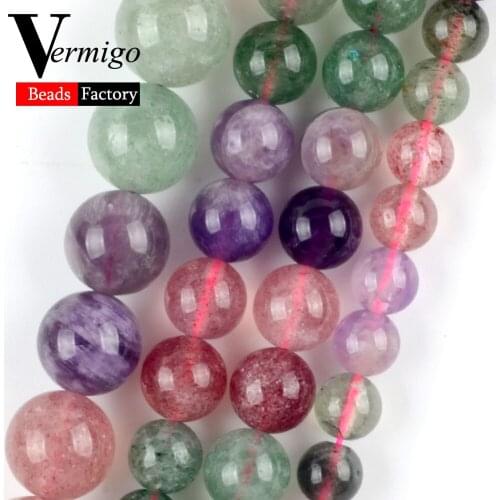 Natural Multiple Gem Stone Round for Jewelry Making 6mm-10mm Spacer Loose Beads Diy Bracelet Necklace Accessories Wholesale 15"