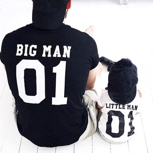 Big Man Little Man Family Matching Outfits Daddy Kids T-shirt Family Look Father Son Clothes Father Day Gift baby kids outfits