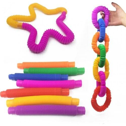 1Pcs Children Stress Relief Toy Colorful Plastic Pop Tube Coil Telescopic Bellows Early Development Educational Toy Random Color