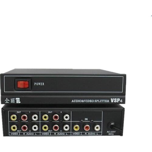 220v 4 channel 1 in 4 out AV RCA Video Audio Splitter