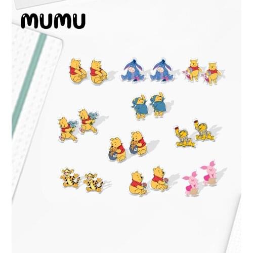 2021 New Winnie the Pooh Bear Stud Earring Cartoon Epoxy Jewelry Resin Acrylic Earrings Handmade Gifts Girl
