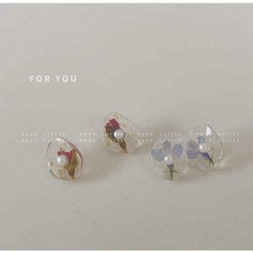 S925 Eternal Flower Dry Flower Resin Earrings Retro Forest Style Garden 2021 New Flower Super Fairy Girl Earrings